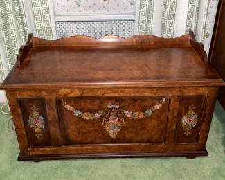 Antique Wooden Trunk W/ Painted Details