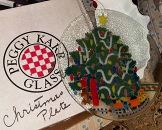 Peggy Karr Glass Christmas Tree Plate