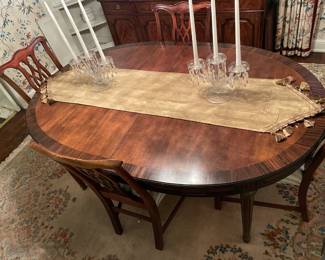 Antique Wooden Dining Room Table & Chairs