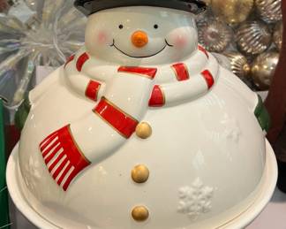 Snowman Cake Plate w Cover