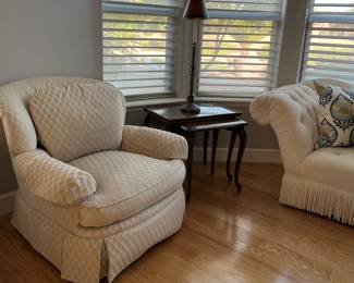 Arm Chair, Nesting Tables (pair), Fainting Couch 
