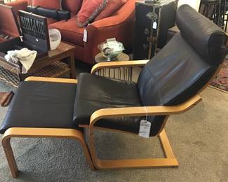 Very Unusual Mid Century Modern Danish Modern Chair and Ottoman.