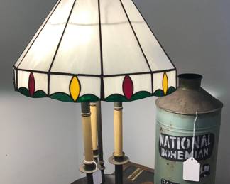 Vintage Lamp and Tin Beer Can