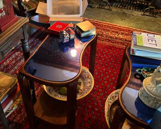 blue glass side tables