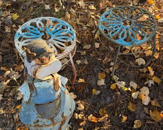 Cast iron Garden stools and yard art