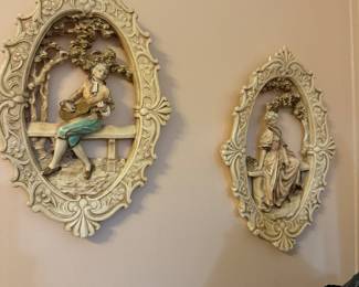 Vintage Chalkware Plaques of Victorian Characters