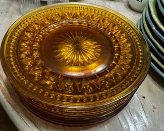 Vintage Indiana glass Mount Vernon Amber Dinner plates