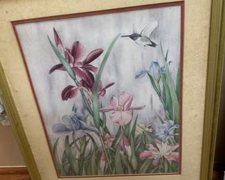 Decor Art Iris and Hummingbird