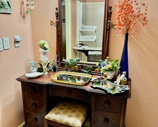 Antique Cherry wood Dressing Table with stool