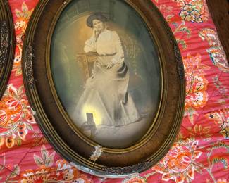 Collectible antique oval gilded wooden frame with concave glass ormolu carved wood frame