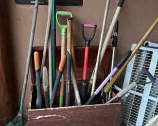 French chocolate crate, Garden Tools - large and small