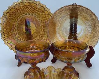 Vintage Irridescent Amber/Marigold Carnival Glassware