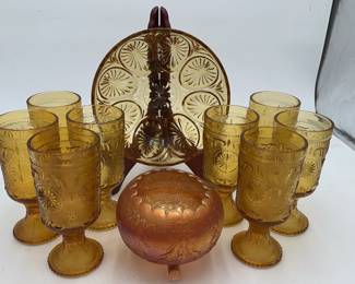 Vintage Irridescent Amber/Marigold Carnival glassware