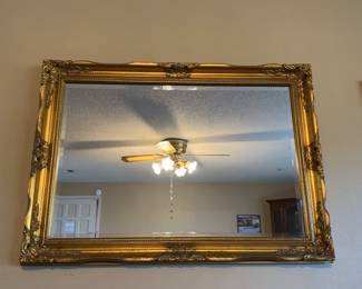 Wooden Gold Tone Ornate Mirror