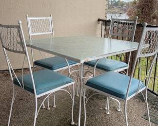 Metal Outdoor Glass Top Table Set with 4 chairs