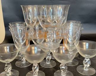 Vintage Twisted Stem Sorbet And Wine Glassware