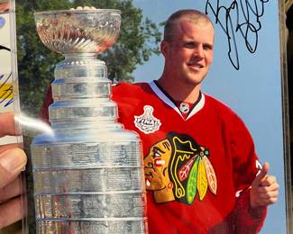 Autographed Chicago Blackhawks with Stanley Cup