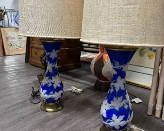 Pair of Blue and White Lamps