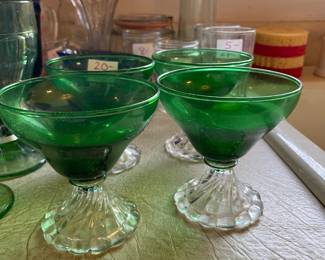 	#71	Vintage set of 4 - Anchor Hocking Emerald Green Sherbert Glasses	$20.00																											