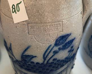 	#84	Salmon Falls Blueberry Basket Handled Jug	$20.00																											