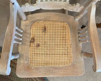 	#14	Bleached Oak - rocking chair w/cane bottom *as is*	 $ 25.00 																											