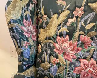 	#7	Pair of Wingback Chairs - "embroidered-like" fabric around the floral pattern. ($30 each) 	 $ 60.00 																											\
