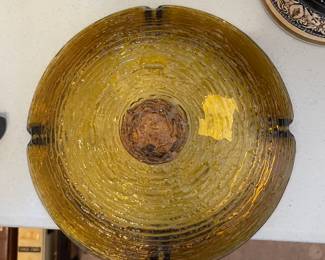 	#118	Mid Century - Yellow Glass Ashtray	$25.00																											