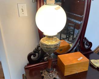 	#42	Antique Victorian Bronze Converted Oil Lamp 	 $ 65.00 																											