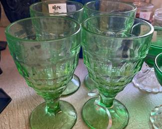	#70	Set of 4 Green Stemmed Glasses	$20.00																											