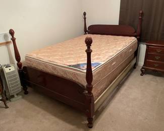 	#19	Full Size Chippendale Post Bed (sideboards not matching)	 $ 60.00 																											
	#20	Full Size Mattress and Box Spring	 $ 25.00 																											