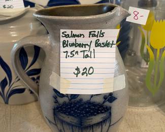 	#76	Salmon Falls Blueberry Basket Pitcher 7.5" Tall	$20.00																											