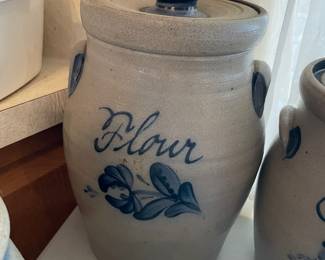 	#82	Vintage Rowe Pottery Stoneware, Salt Glaze "Flour"	$45.00																											