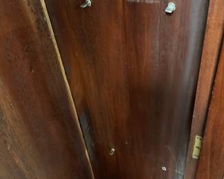 	#63	SC - Antique 3 Door Glass Bookcase/Curio Display Cabinet (no shelves) w/claw foot and carved wood.	$350.00																											