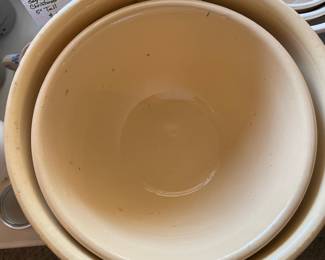 	#91	ME Ovenware USA Pottery Bowls - 12" + 14" (as is staining)	$65.00																											