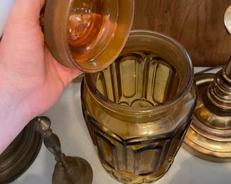 	#123	Vintage MCM Moon + Stars Amber Canister	$40.00																											