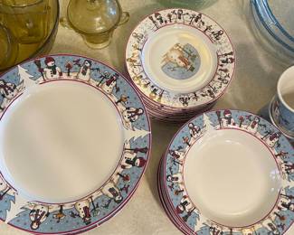 	#65	Cambridge Potteries Snowmen Serenade Dinnerware - set of 8 	$75.00																											