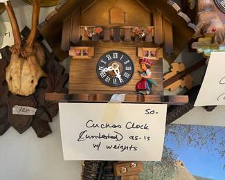 	#122	German Cuckoo Clock w/weights untested - *as is*	$50.00																											