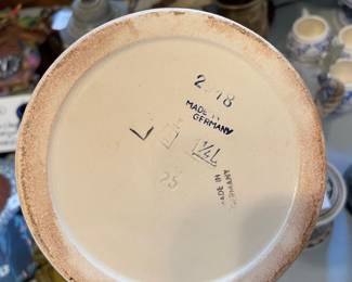 	#115	Vintage German Stoneware Tobacco  Canister	$20.00																											