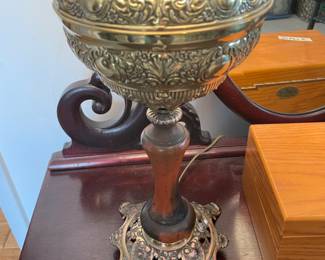 	#42	Antique Victorian Bronze Converted Oil Lamp 	 $ 65.00 																											