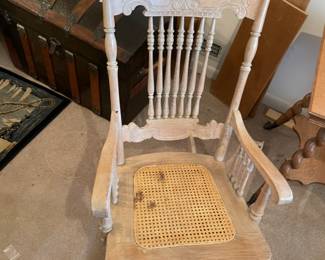 	#14	Bleached Oak - rocking chair w/cane bottom *as is*	 $ 25.00 																											