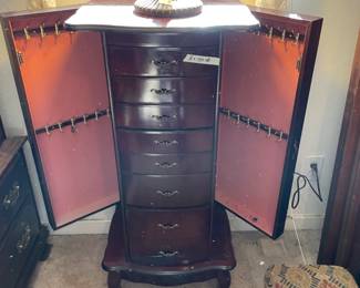 	#26	Jewelry Armoire - 8 drawers, 2 doors - 18x15x40	 $ 25.00 																											