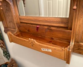 	#17	Carved Wood Floral - Wall Display cabinet w/beveled mirror and hidden compartment	 $ 325.00 																											