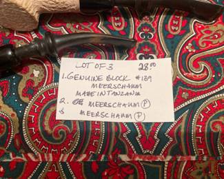 #207		Lot of 3 - Meerschuaum Pipes	$28.00																											