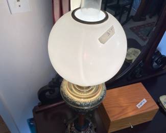 	#42	Antique Victorian Bronze Converted Oil Lamp 	 $ 65.00 																											