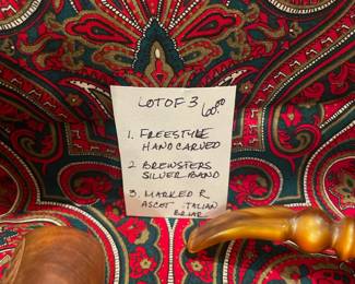 #211		Lot of 3 - Pipes 	$60.00																											