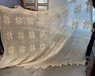 	#54	Hand Crochet Coverlet - Cream 105"x76" 	 $ 40.00 																											