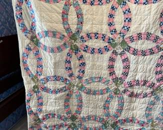 	#56	Double Wedding Ring Quilt - *as is some tears* 70"x60	 $ 60.00 																											
