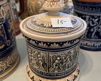 	#116	Vintage German Stoneware Tobacco  Canister	$15.00																											