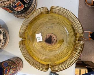 	#118	Mid Century - Yellow Glass Ashtray	$25.00																											