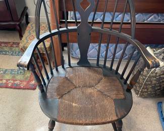 	#29	Antique Windsor Chair w/wicker bottom 	 $ 75.00 																											